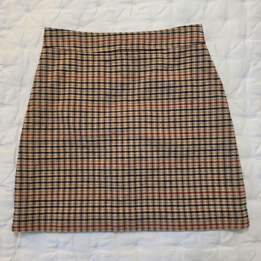 J. Crew Wool Blend Plaid Mini Skirt Size 8 - Dark Academia Preppy Fall Holiday